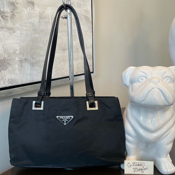 Prada Handbags - Prada Black Nylon and Leather Small Shoulder Bag